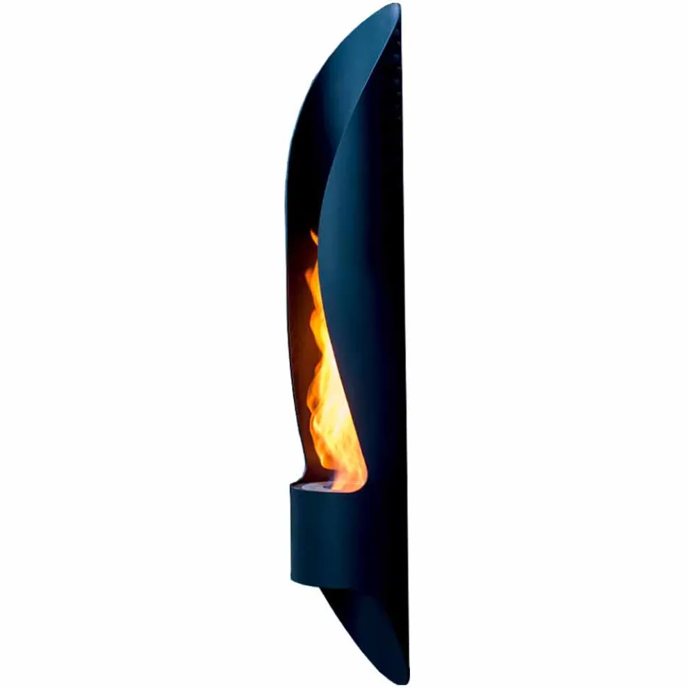 Wand-Bio-Kamin aus röhrenförmigem und modernem Design aus schwarzem Stahl - Jackson