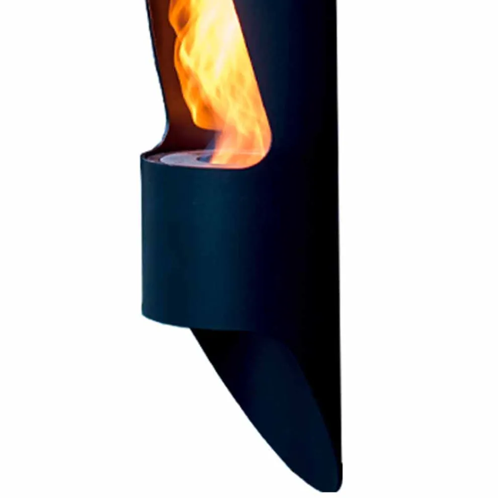 Wand-Bio-Kamin aus röhrenförmigem und modernem Design aus schwarzem Stahl - Jackson