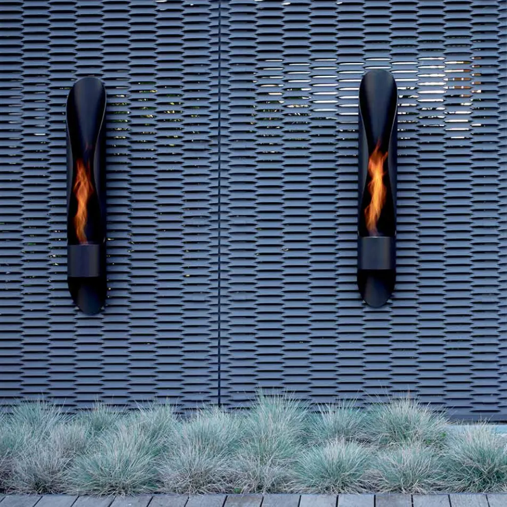 Wand-Bio-Kamin aus röhrenförmigem und modernem Design aus schwarzem Stahl - Jackson