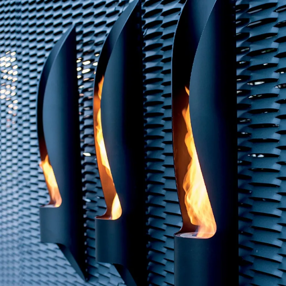 Wand-Bio-Kamin aus röhrenförmigem und modernem Design aus schwarzem Stahl - Jackson