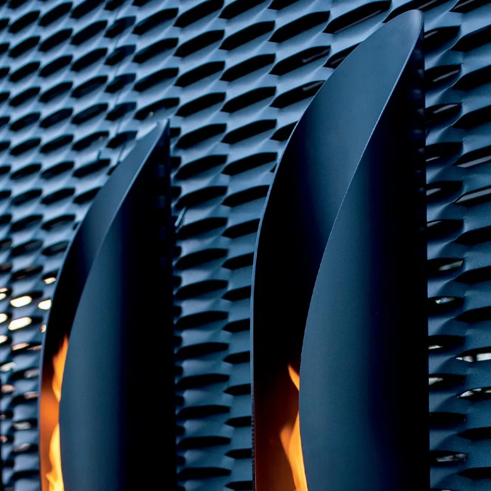 Wand-Bio-Kamin aus röhrenförmigem und modernem Design aus schwarzem Stahl - Jackson