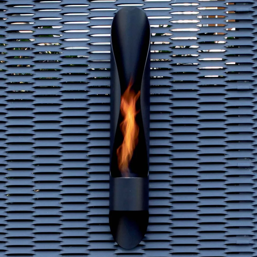 Wand-Bio-Kamin aus röhrenförmigem und modernem Design aus schwarzem Stahl - Jackson