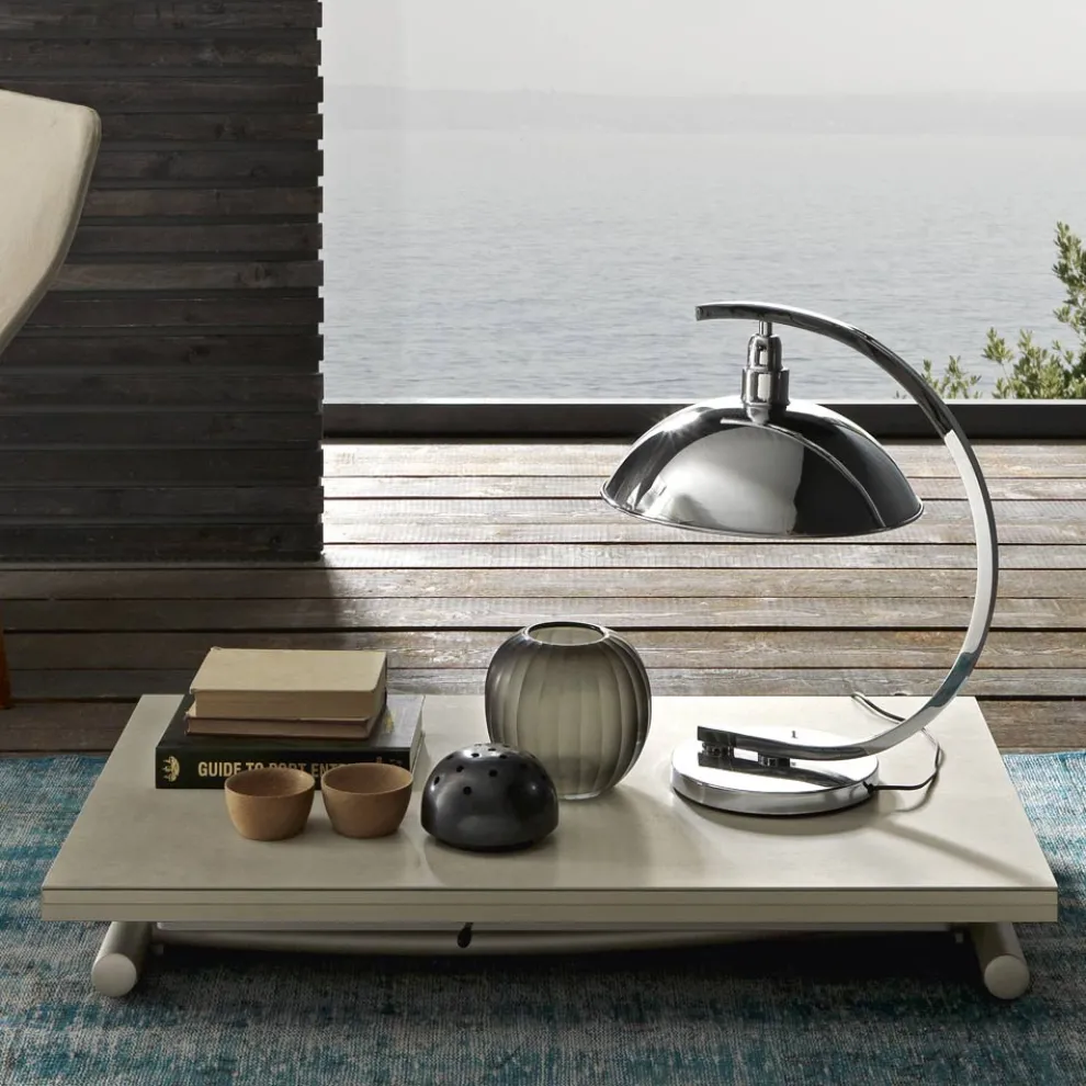 Wandelbarer Couchtisch im Metall- und Keramikdesign Made in Italy - Saturn