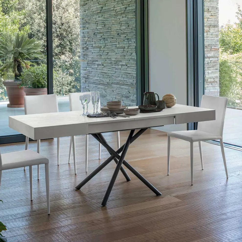 Wandelbarer Couchtisch aus Holz und Metall, Made in Italy - Sanrocco