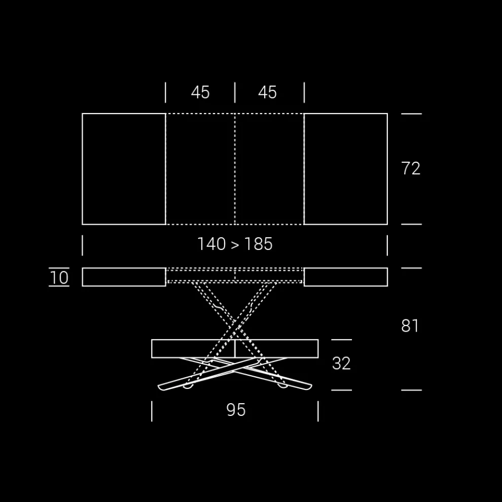 Wandelbarer Couchtisch aus Holz und Metall, Made in Italy - Sanrocco
