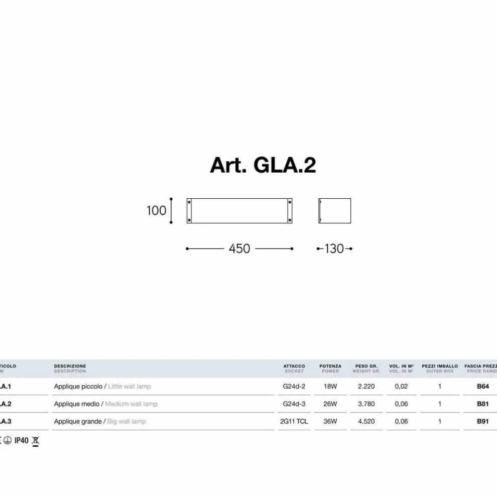 Wandlampe aus Feinsteinzeug weiß Glamour von Aldo Bernardi