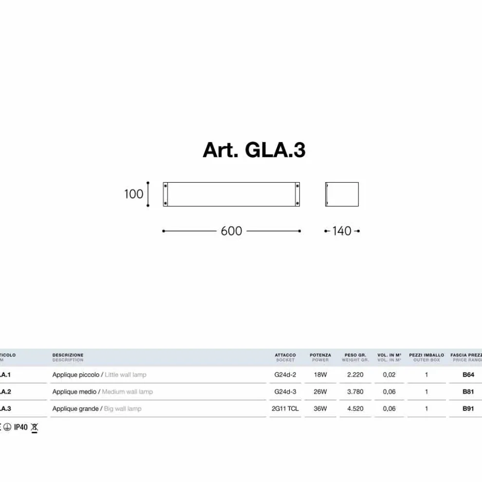 Wandlampe aus Feinsteinzeug weiß Glamour von Aldo Bernardi