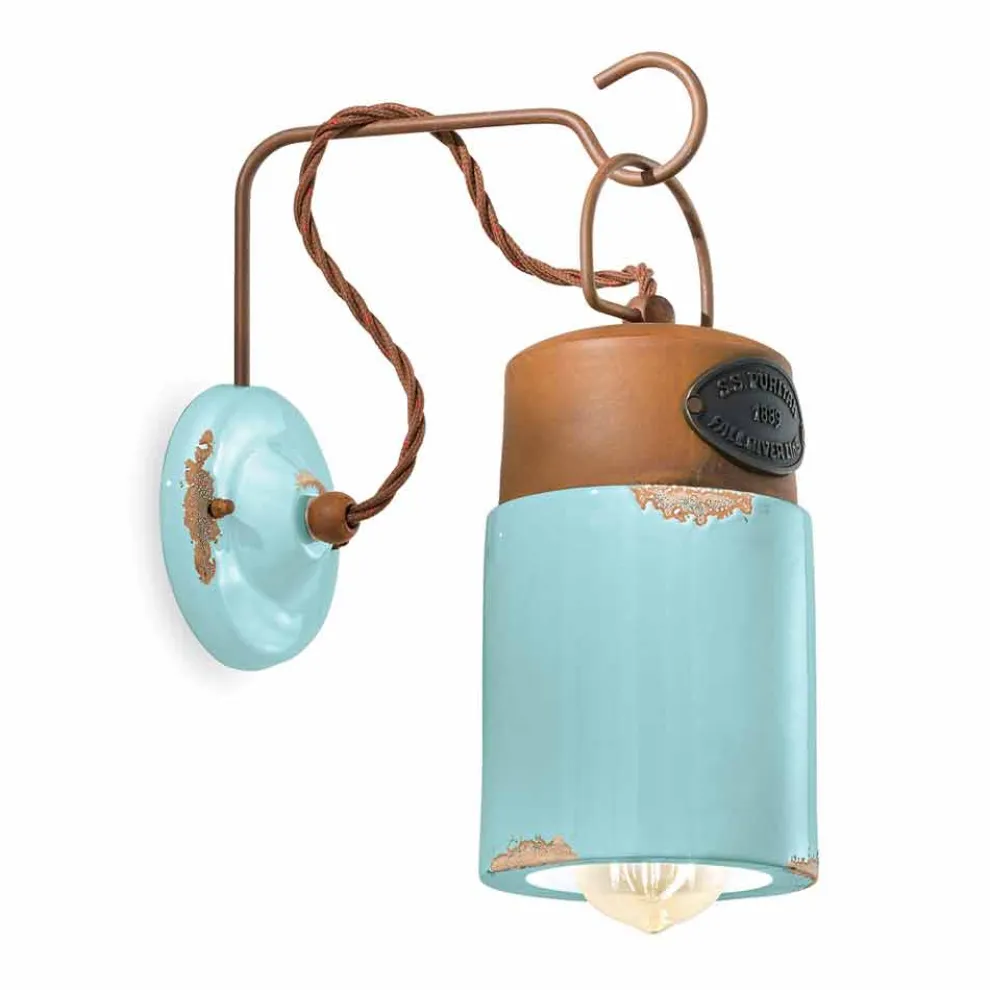 Wandlampe aus Keramik und Rosteisen Desiree Ferroluce