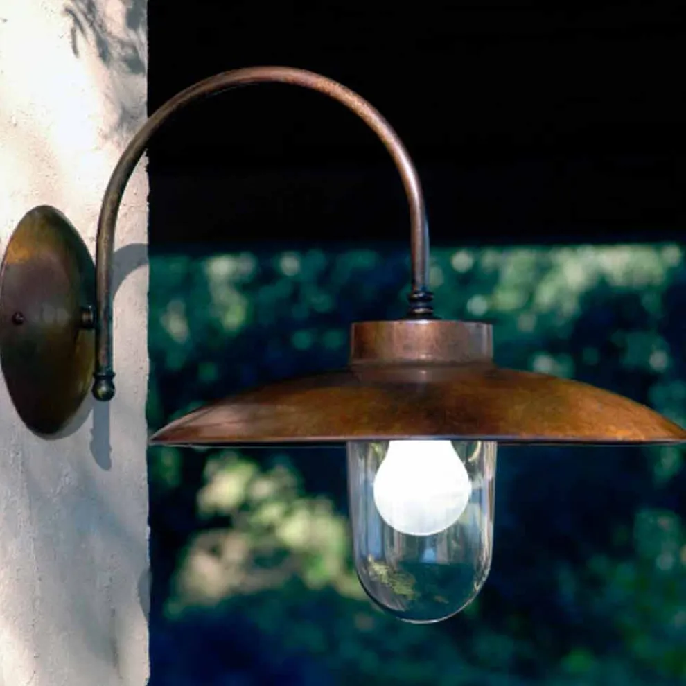 Wandlampe aus Kupfer, Glas und Messing +La Traviata Aldo Bernardi