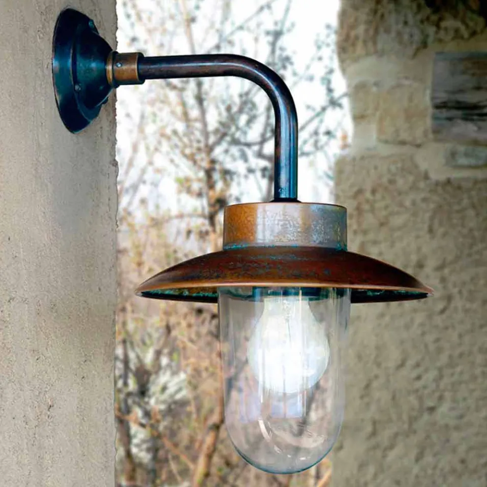 Wandlampe aus Kupfer, Glas und Messing Nabucco Aldo Bernardi
