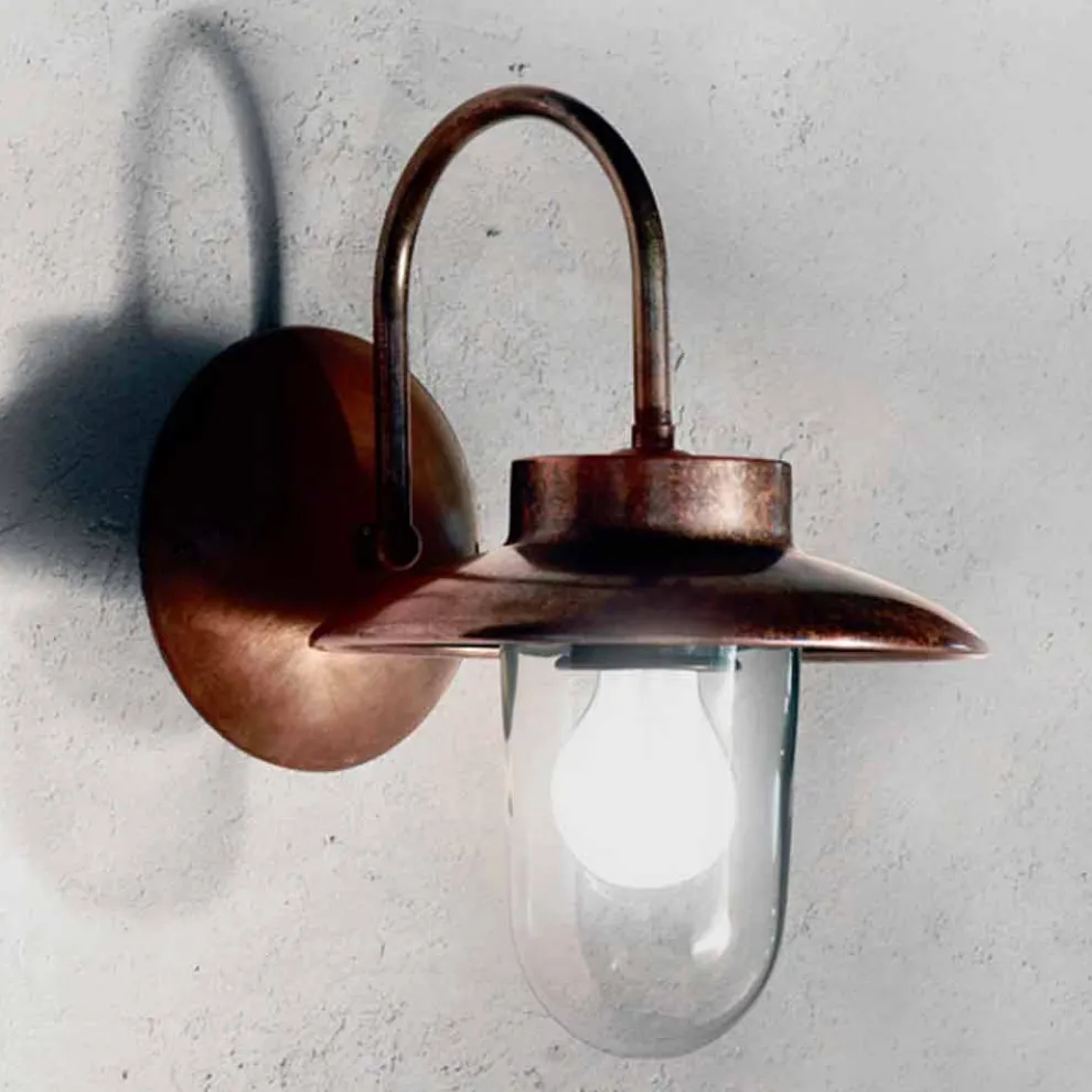 Wandlampe aus Kupfer, Glas und Messing La Traviata Aldo Bernardi