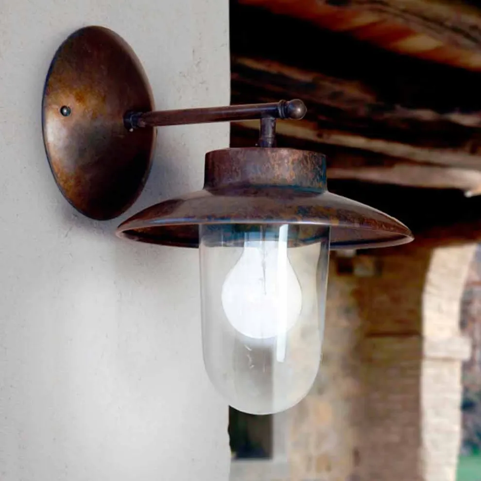 Wandlampe aus Kupfer, Glas und Messing La Traviata von Aldo Bernardi