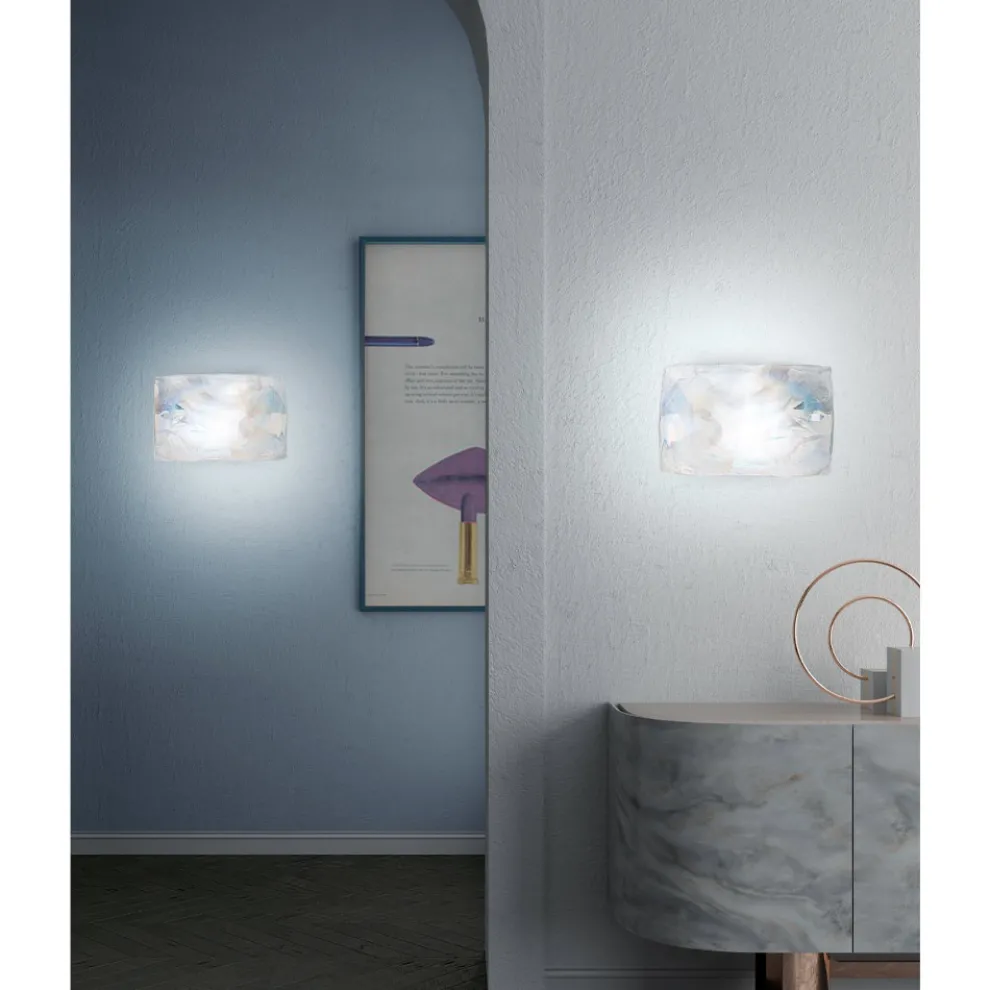 Wandlampe aus mundgeblasenem Perlmuttglas in Venedig - Chrystal