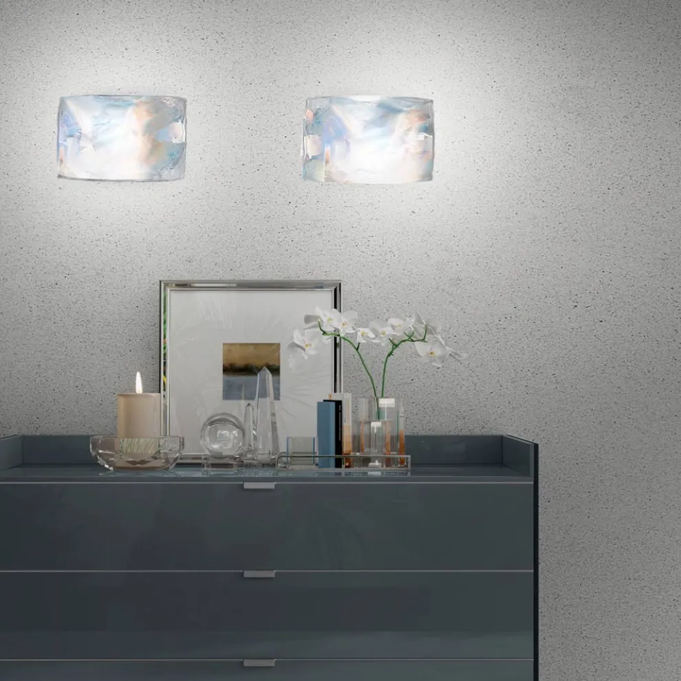 Wandlampe aus mundgeblasenem Perlmuttglas in Venedig - Chrystal