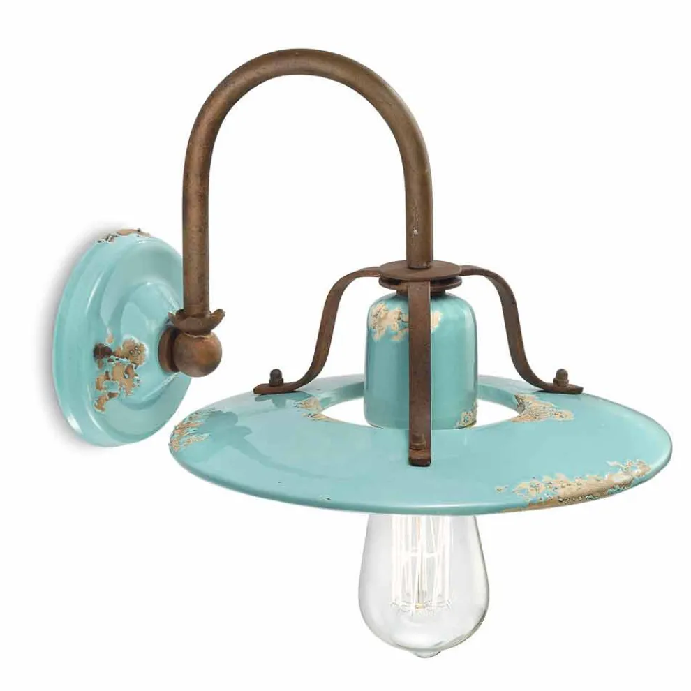 Wandlampe Country aus Metall und Keramik Gladys Ferroluce