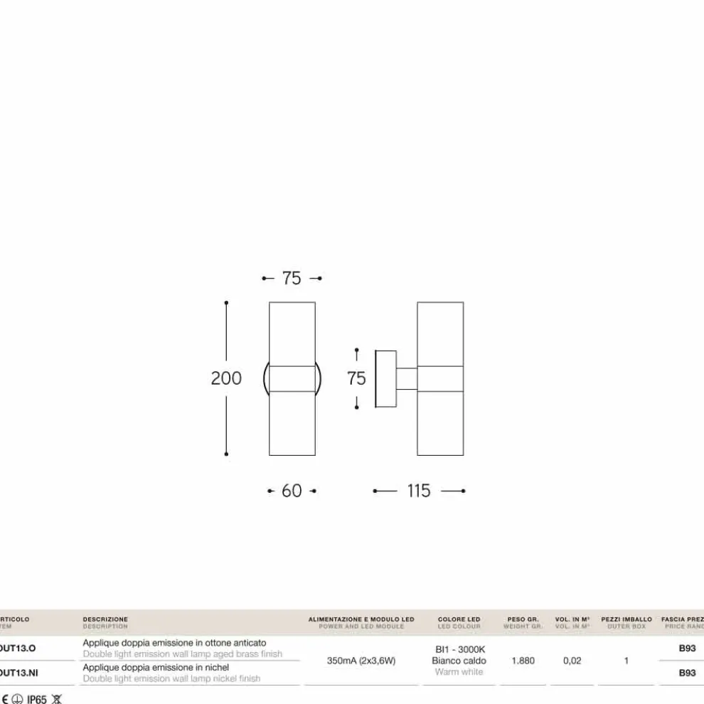 Wandlampe für den Außenbereich Abarth von Aldo Bernardi