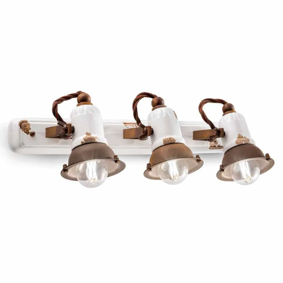 Wandlampe 3-Strahler verstellbar aus Keramik und Metall Lacey
