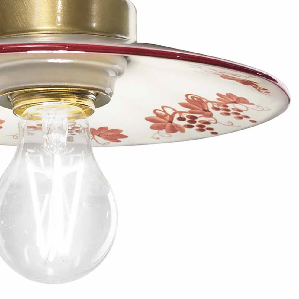 Wandleuchte im Vintage-Design aus Eisen und handbemalter Keramik - Asti