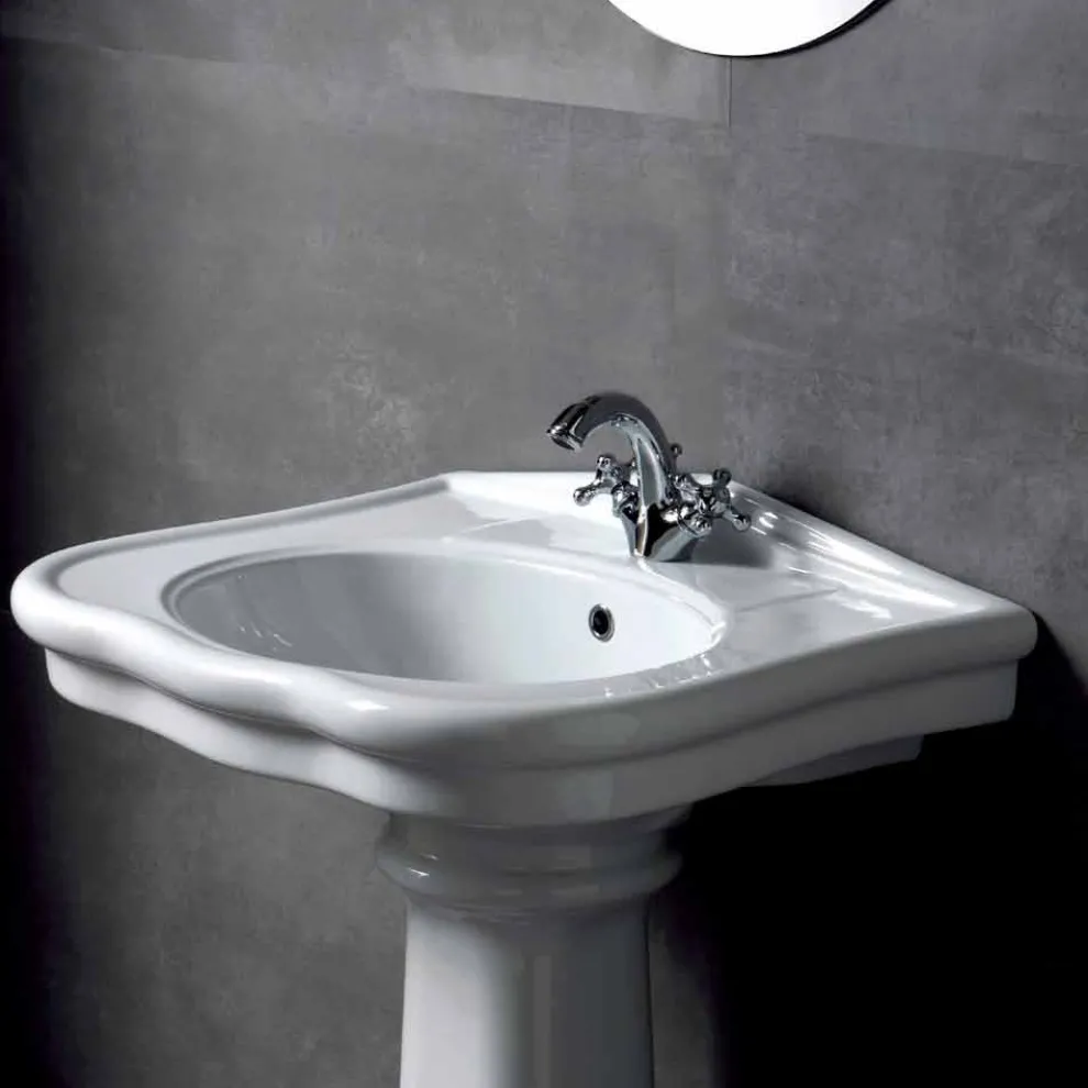 Wandmontage oder mit Säule Waschbecken in Keramik 70cm Made in Italy Avise