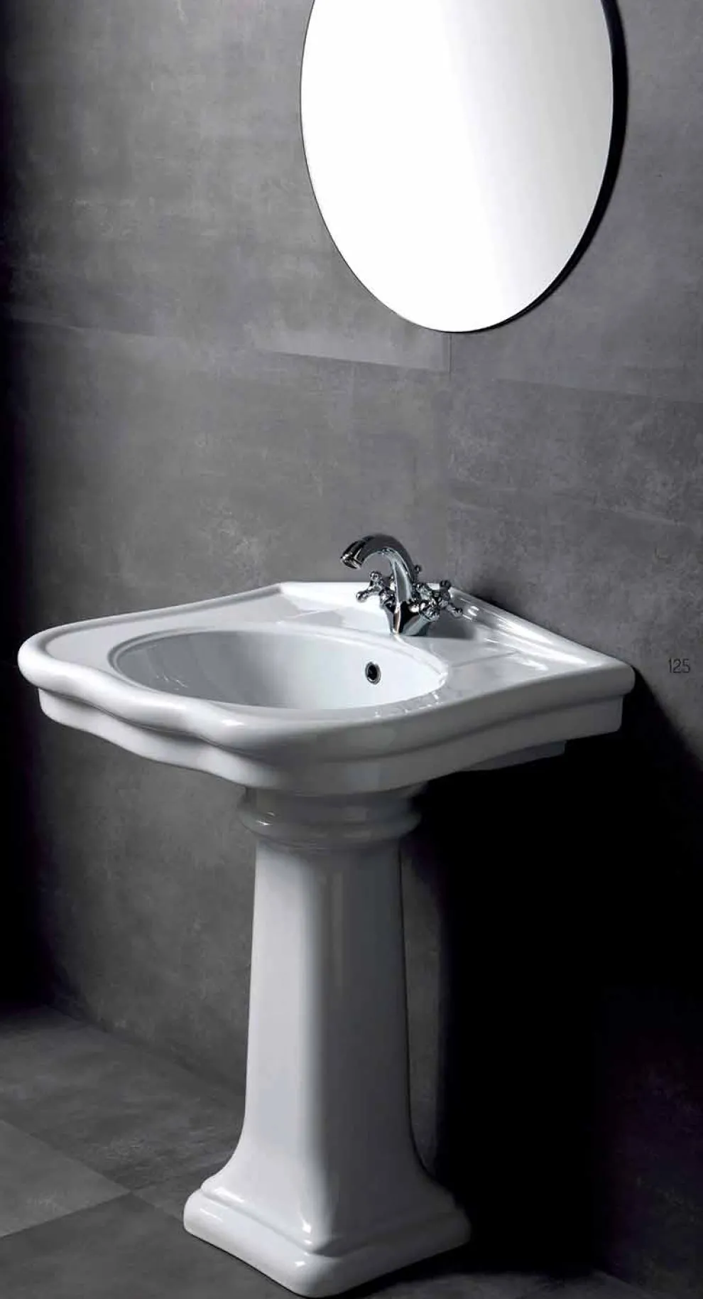 Wandmontage oder mit Säule Waschbecken in Keramik 70cm Made in Italy Avise