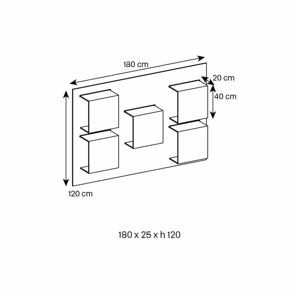 Wandpaneel aus Canaletto-Walnussholz und Glasregalen 2 Größen - Basil