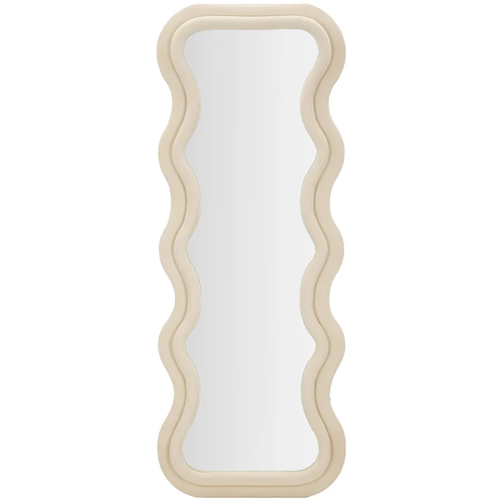 Wandspiegel aus MDF mit Samtbezug und Wellenlinien - Sheldon