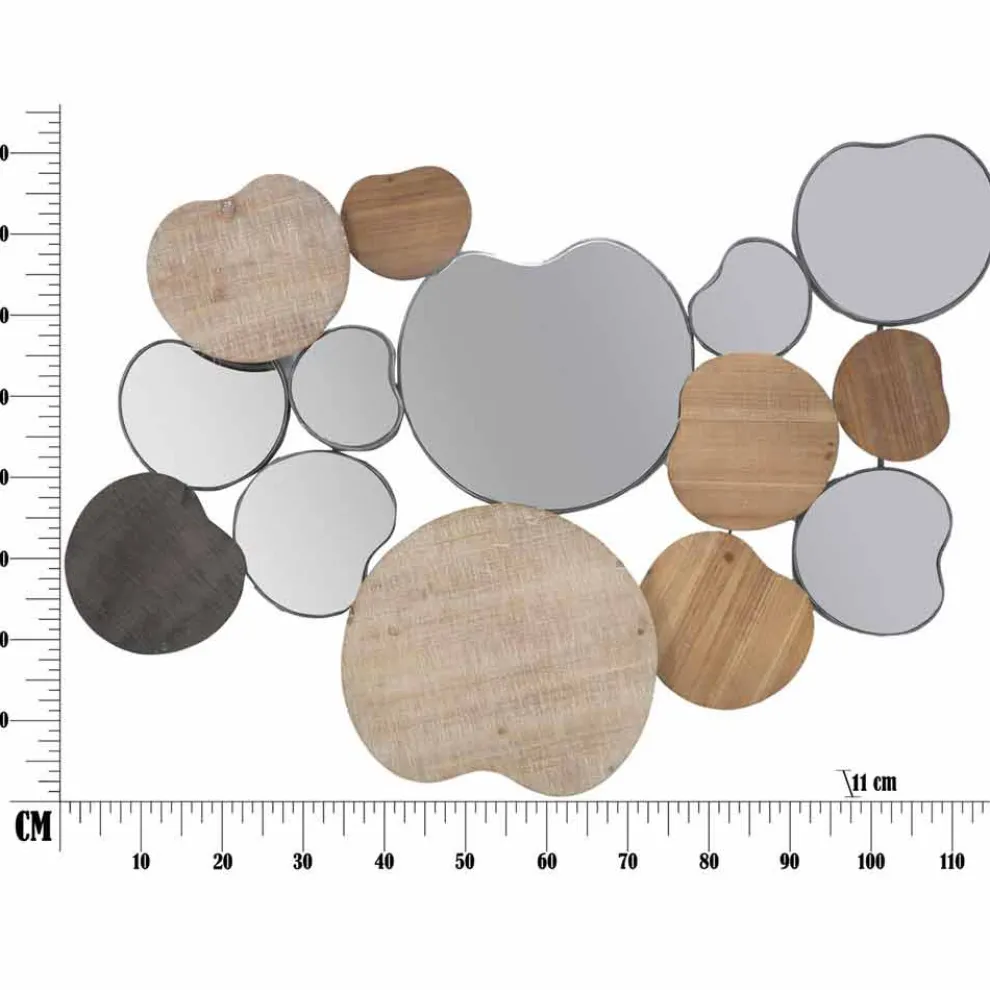 Wandspiegel im modernen Design aus Holz und Eisen - Ortensio