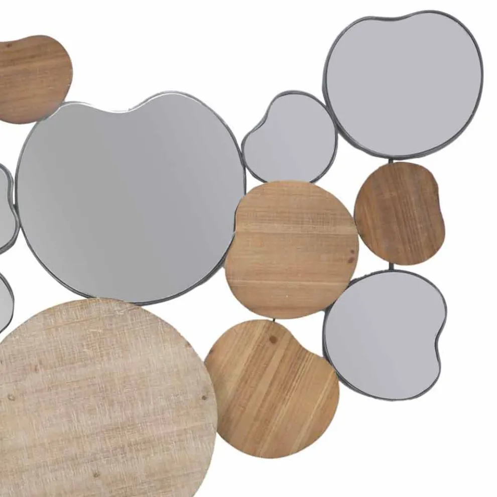 Wandspiegel im modernen Design aus Holz und Eisen - Ortensio