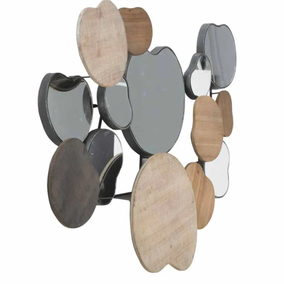 Wandspiegel im modernen Design aus Holz und Eisen - Ortensio