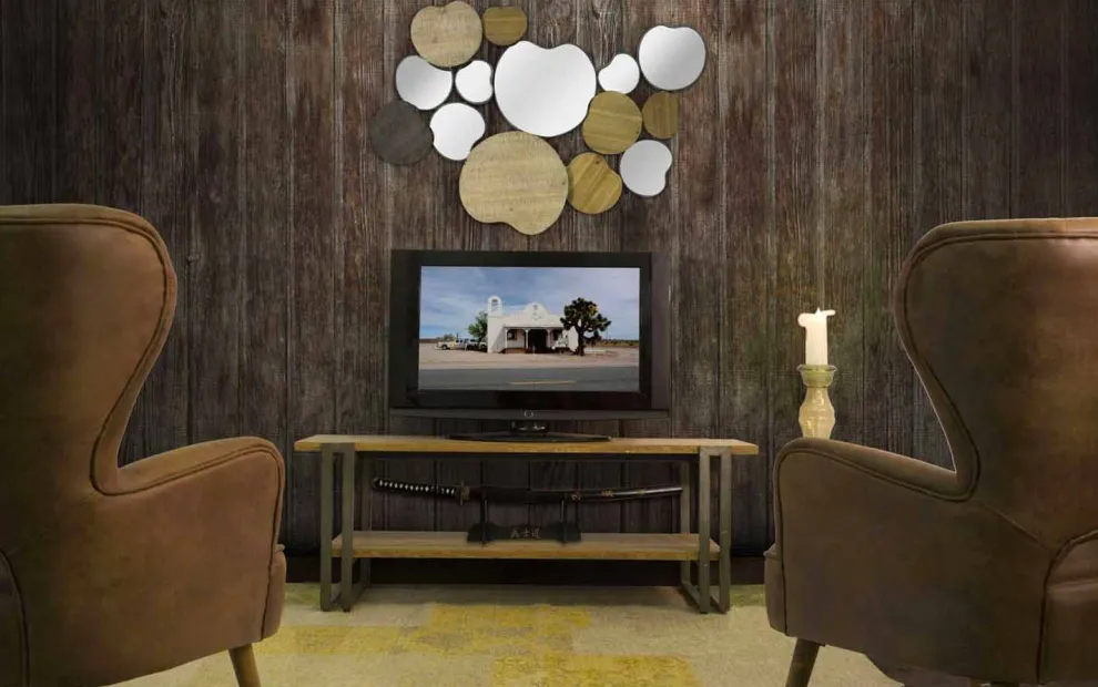 Wandspiegel im modernen Design aus Holz und Eisen - Ortensio