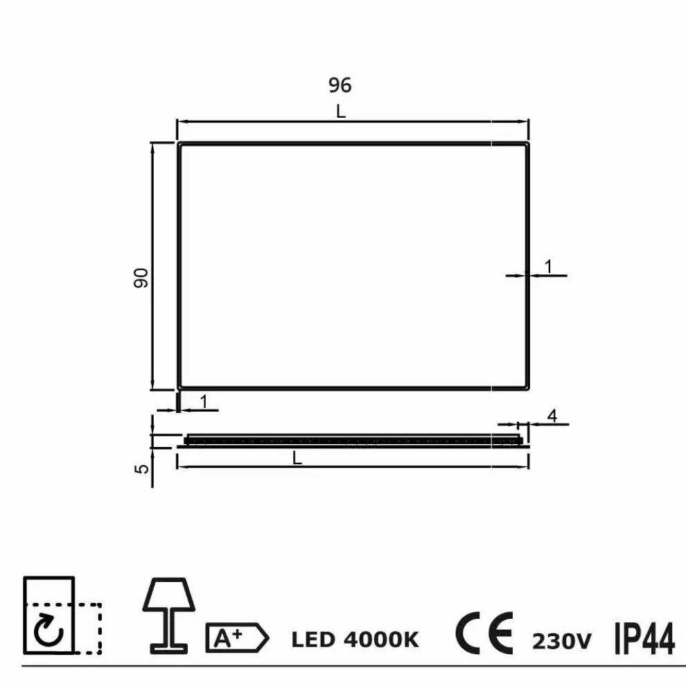 Wandspiegel mit Satinkanten, LED-Beleuchtung, Tessa