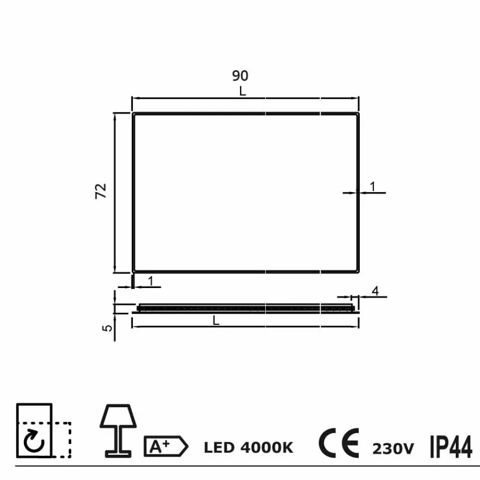 Wandspiegel mit Satinkanten, LED-Beleuchtung, Tessa