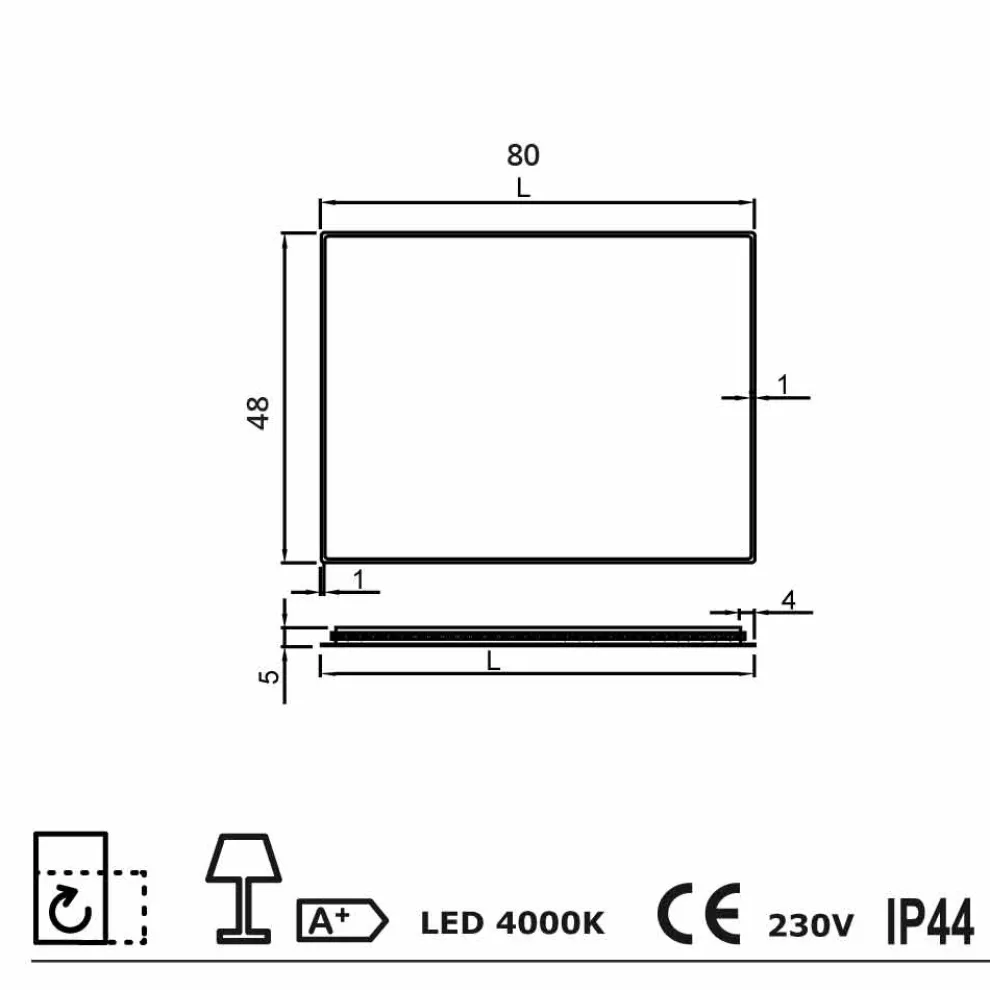 Wandspiegel mit Satinkanten, LED-Beleuchtung, Tessa