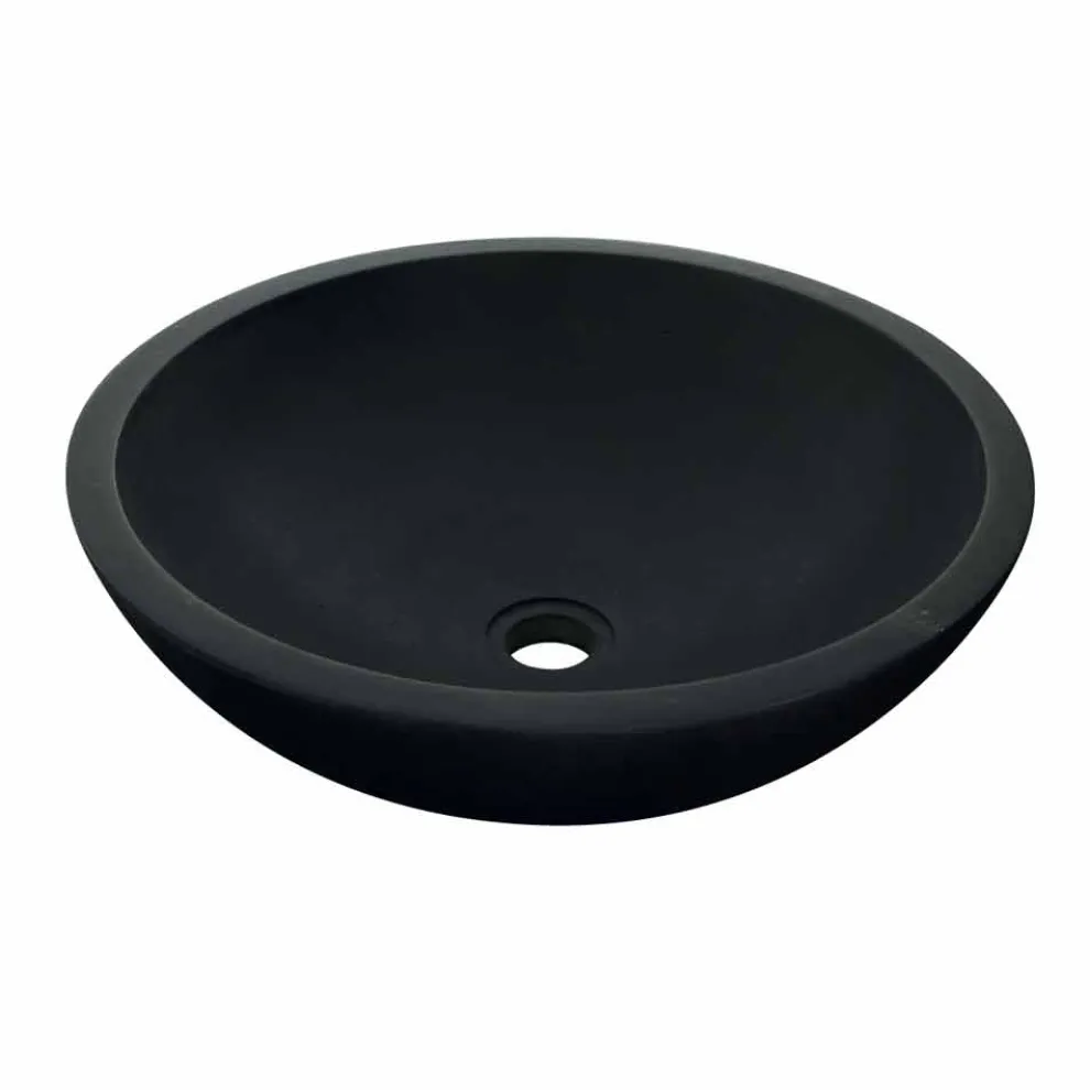 Waschbecken Aufsatzwaschbecken rund aus schwarze Basaltstein Moyo Design