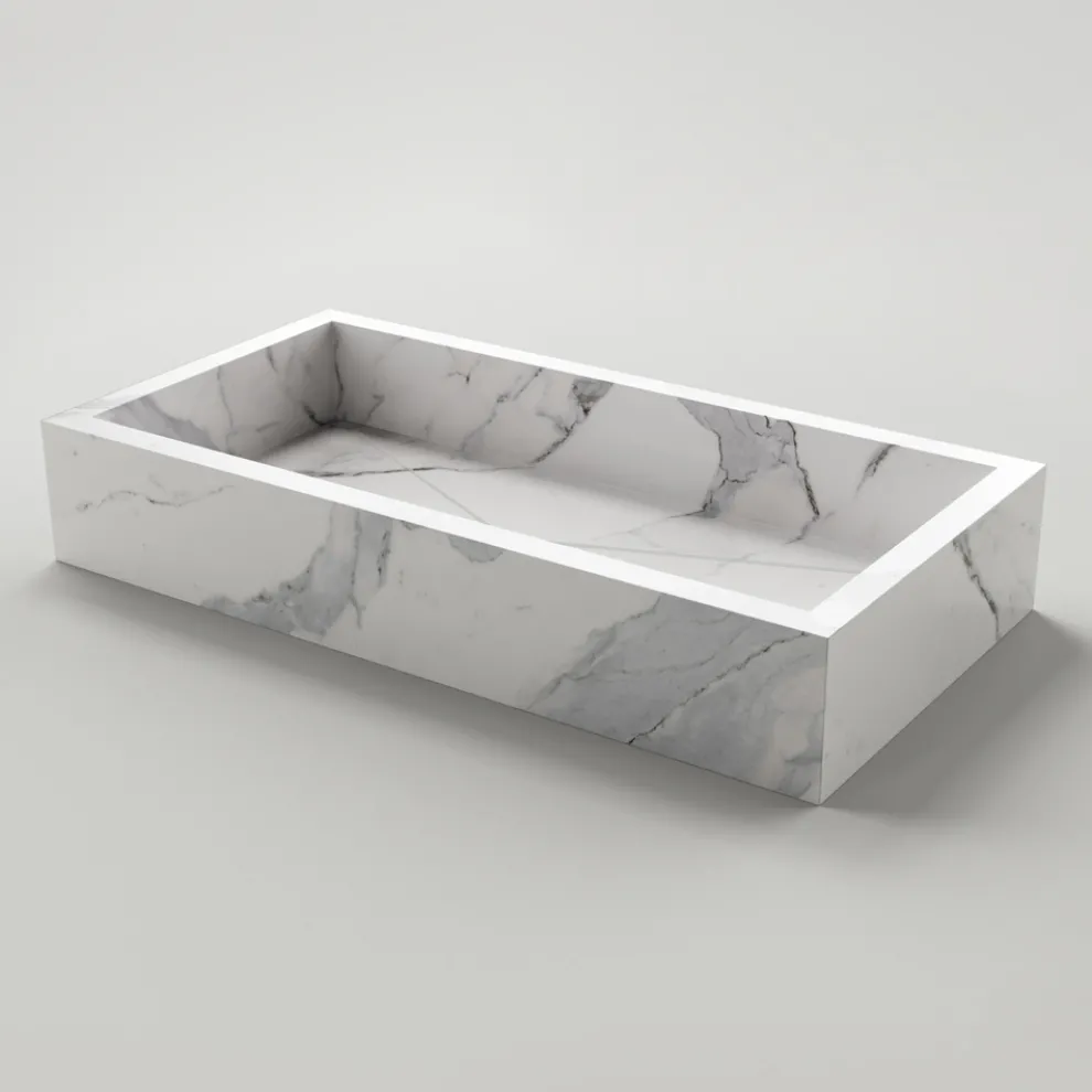 Waschbecken aus Feinsteinzeug mit Marmoroptik Made in Italy - Ludmilla
