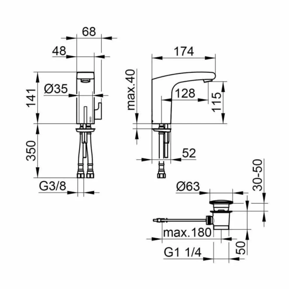 Waschtischmischer mit Infrarotsensor aus Chrommessing, Luxus - Gonzo