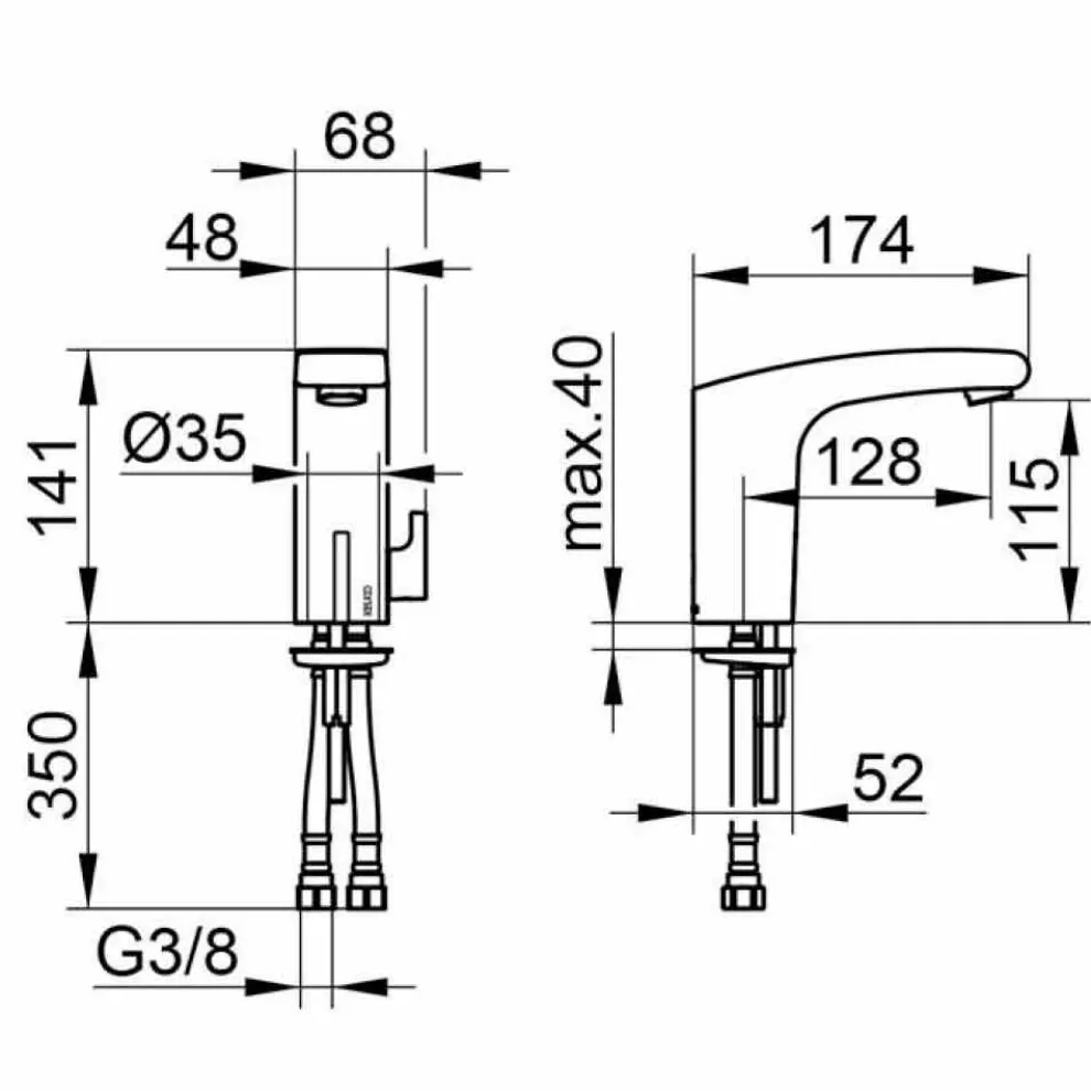 Waschtischmischer mit Infrarotsensor aus Chrommessing, Luxus - Gonzo
