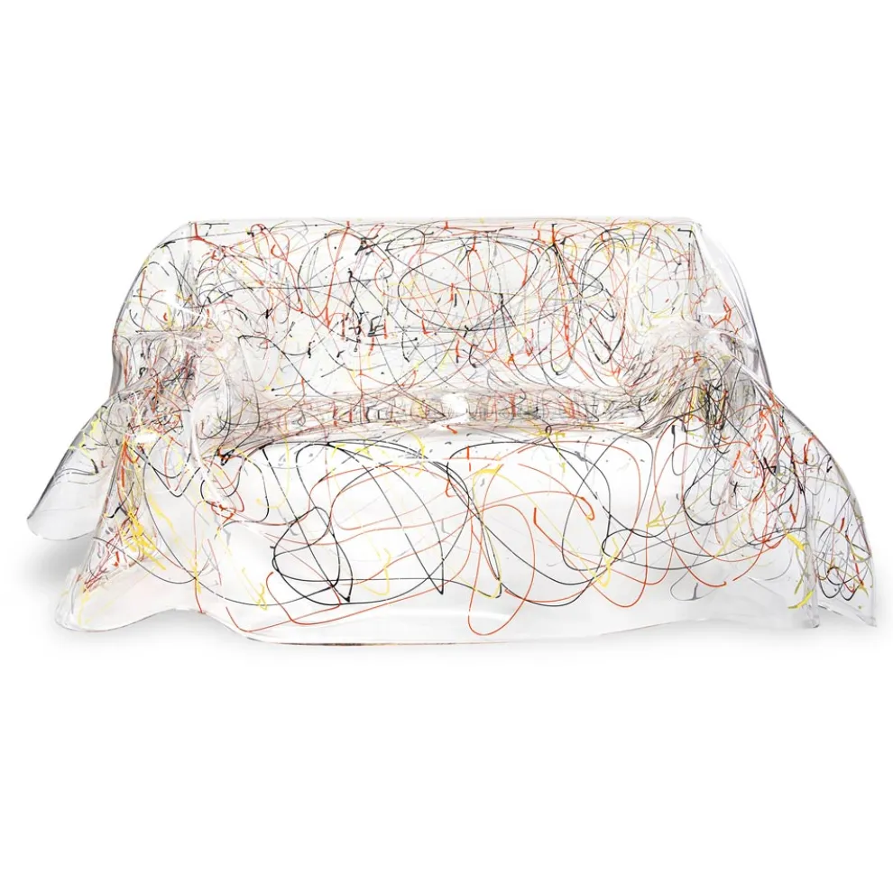 Weißes oder mehrfarbiges Plexiglassofa, recycelbar innen außen - Jolly