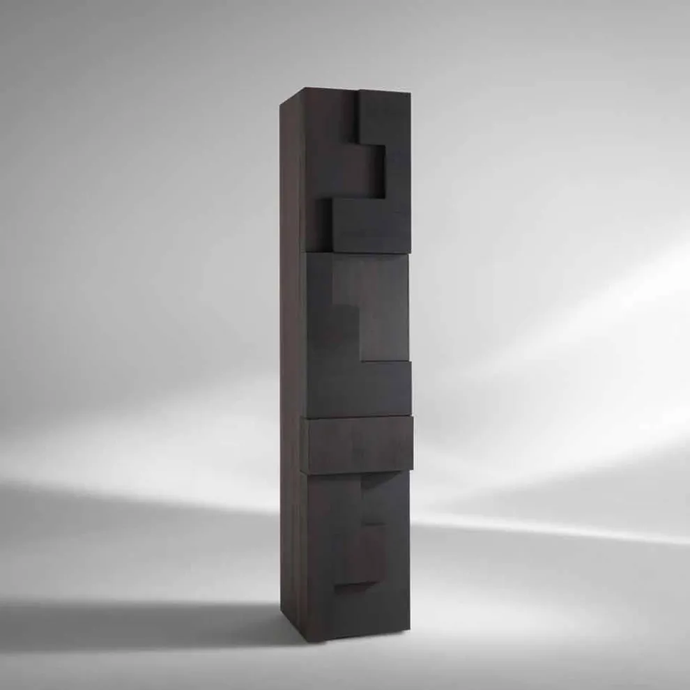 Wertvoller Hochschrank aus Thermoholz n Lärche 3 Türen und 1 Schublade