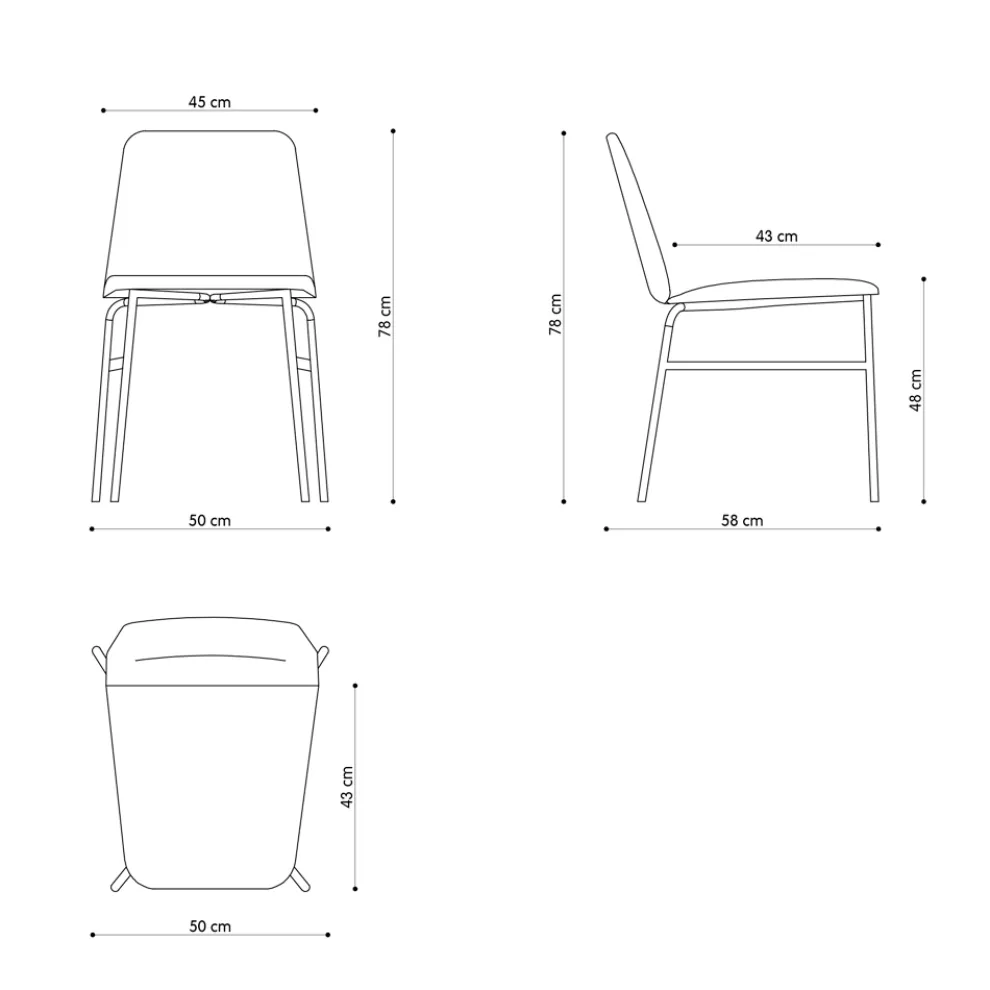 Wertvoller Stoffstuhl mit Metallbasis Hergestellt in Italien, 2 Stück - Molde