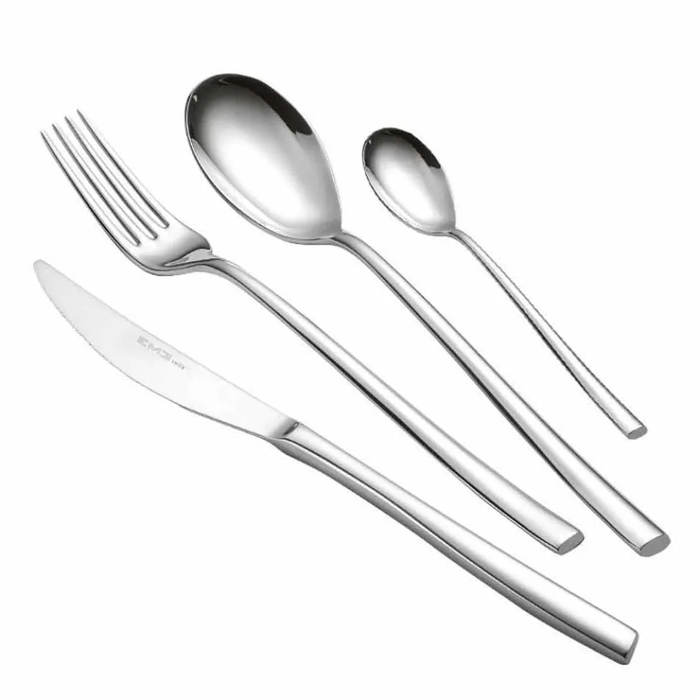 Komplettes Besteckset aus poliertem Edelstahl Modernes Design 24 Stück - scharf