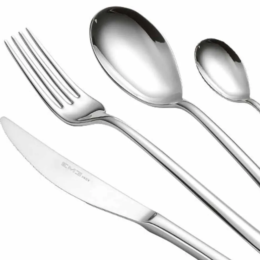 Komplettes Besteckset aus poliertem Edelstahl Modernes Design 24 Stück - scharf