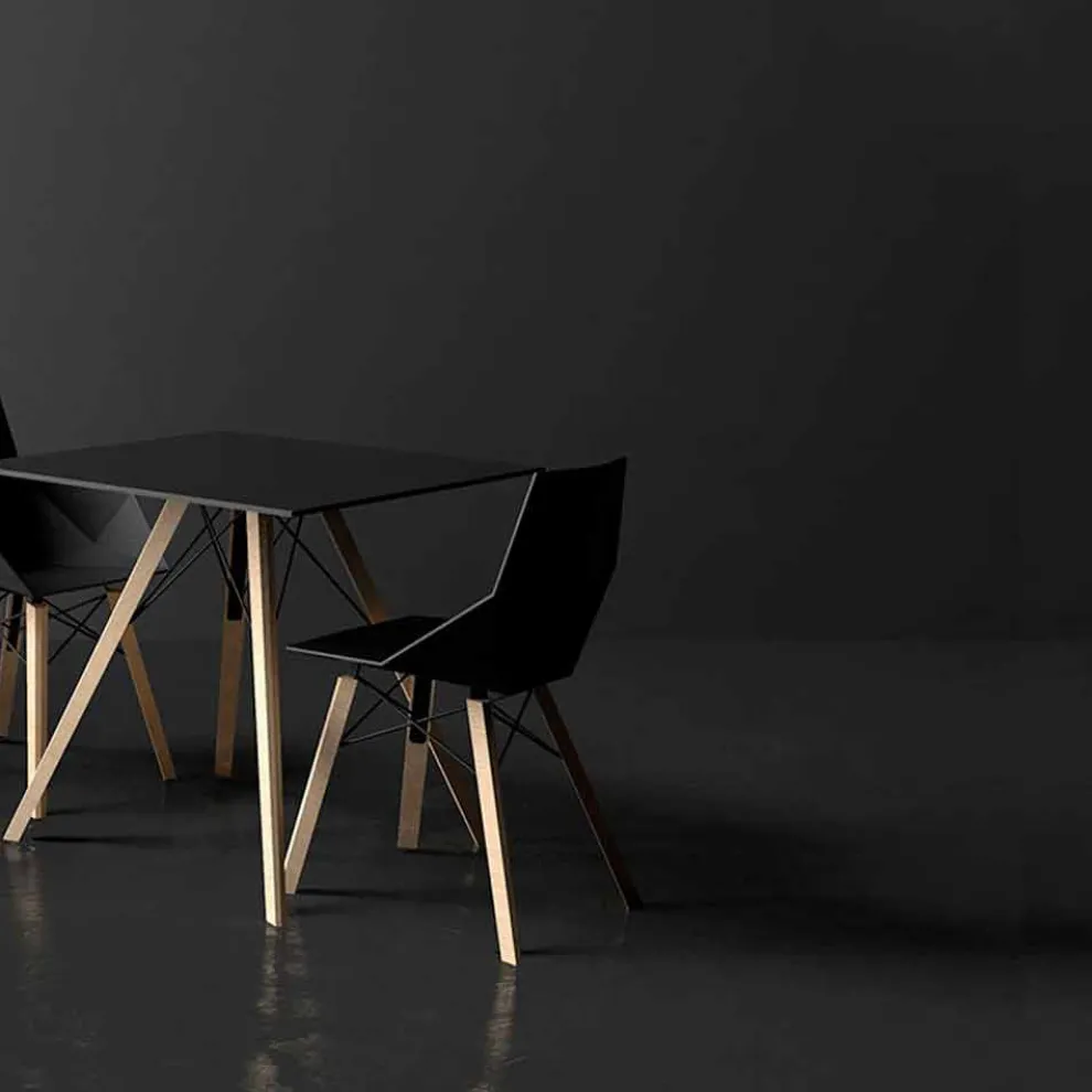 Wohn- oder Küchenstühle aus Polypropylen und Holz - Faz Wood von Vondom