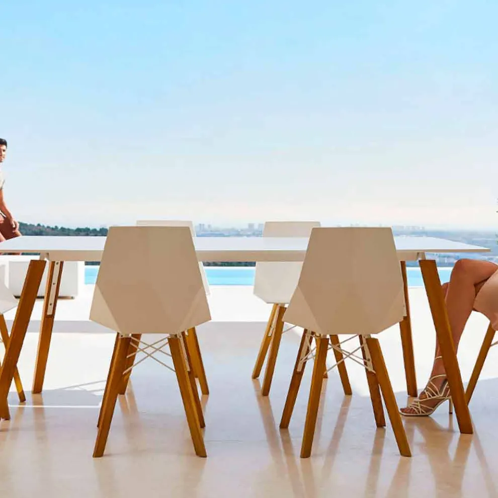 Wohn- oder Küchenstühle aus Polypropylen und Holz - Faz Wood von Vondom