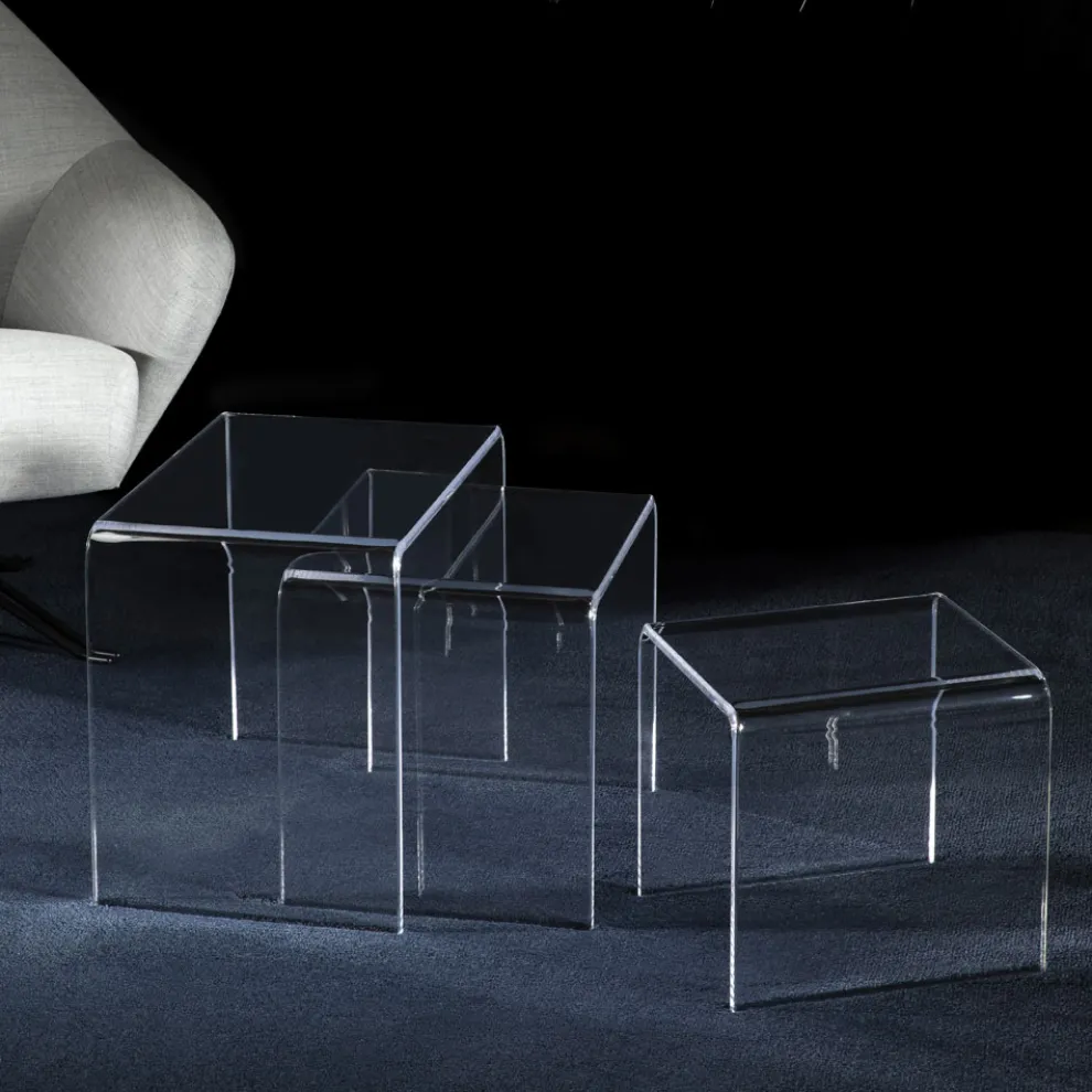 Wohnzimmer Couchtische aus transparentem Minimal Acryl Kristall 3 Stück - Cecco