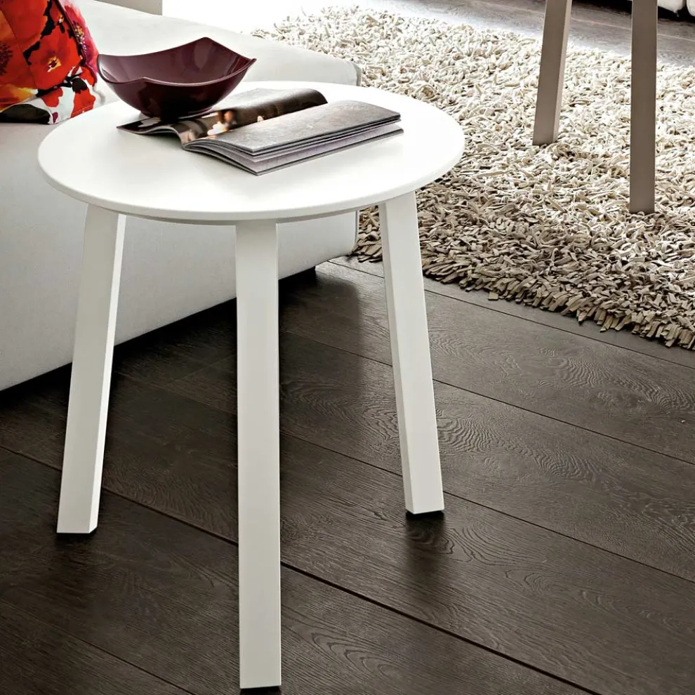 Wohnzimmer Couchtisch mit runder lackierter MDF-Platte Made in Italy, Precious - Tobiko
