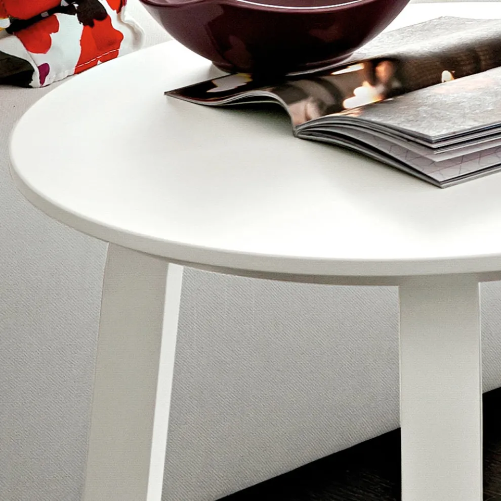Wohnzimmer Couchtisch mit runder lackierter MDF-Platte Made in Italy, Precious - Tobiko