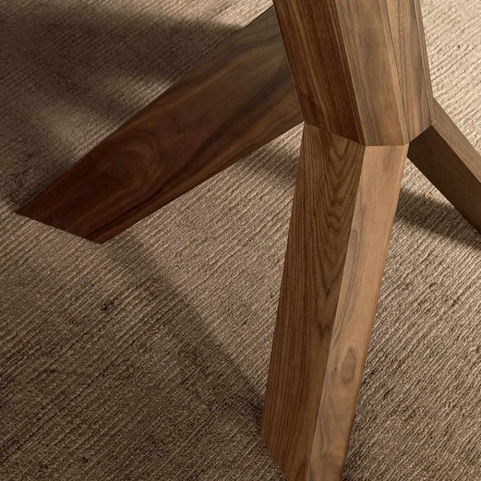 Wohnzimmer Esstisch Glasplatte und Holzbeine - Botanical