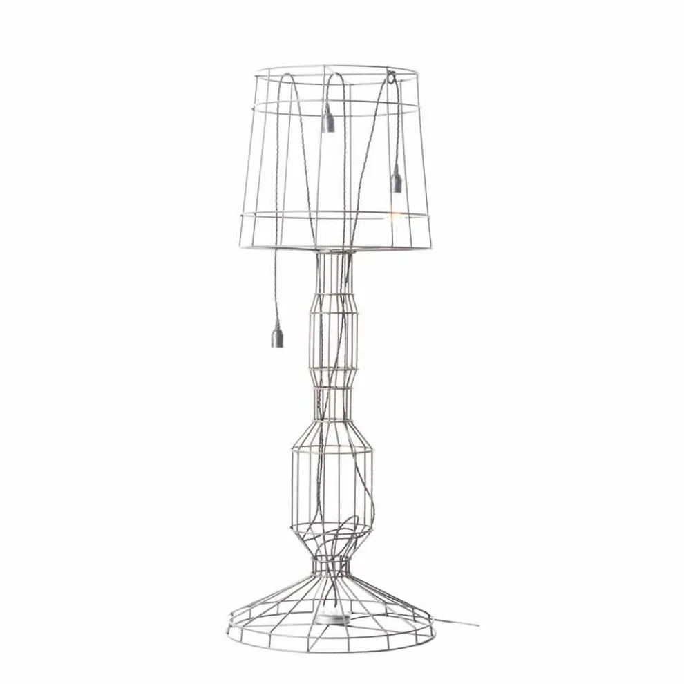 Wohnzimmer Stehlampe 3 Lichter in Weiß oder Naturmetall Minimal Style - Styling