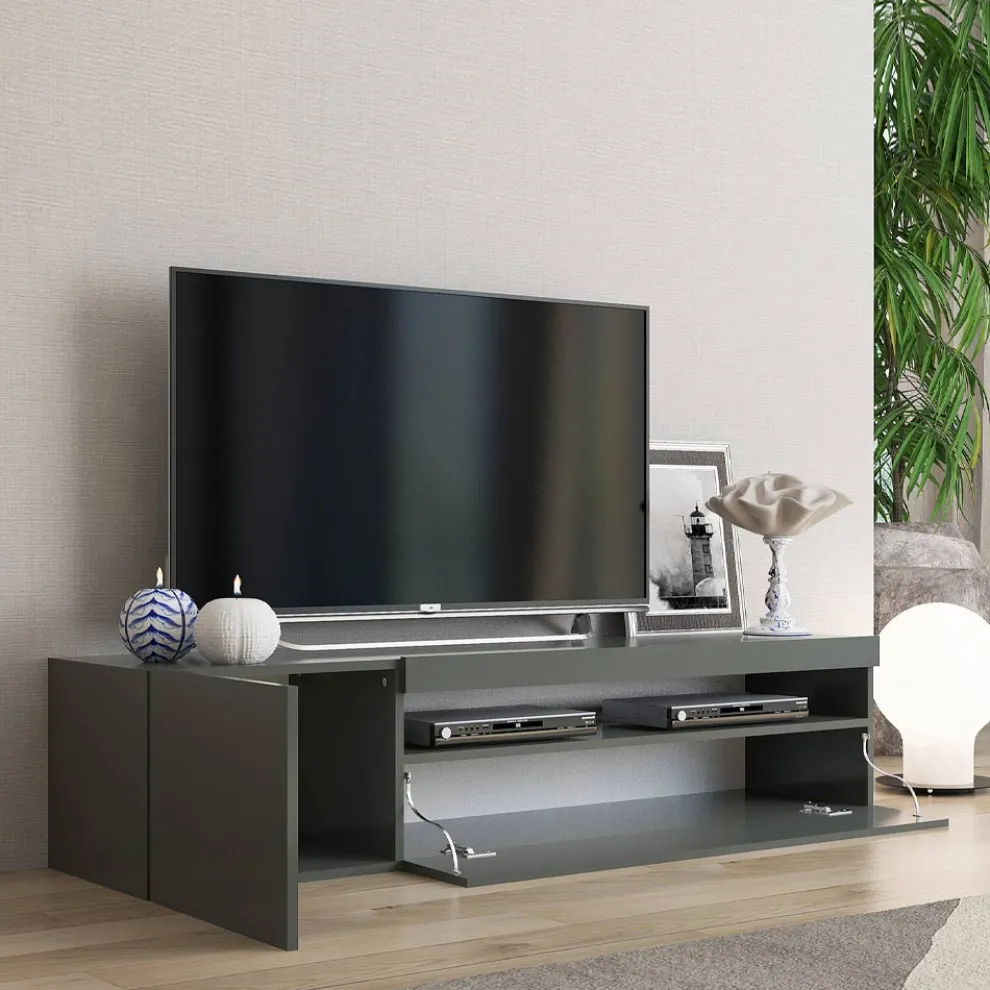 Wohnzimmer TV-Ständer aus Holz im italienischen Design mit offenem Fach - Suzana